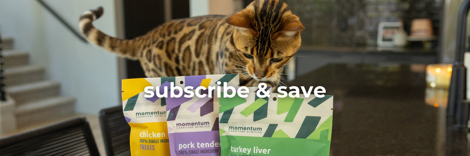 subscribe and save on momentum carnivore nutrition treats. Save 15% off your first momentum order and 5% off each additional order in the future. Select your delivery schedule and have your pet treats delivered right to your door.