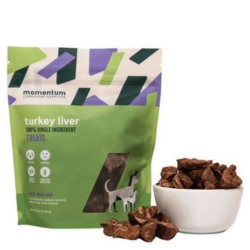 Momentum freeze-dried turkey liver treats for dogs and cats single ingredient novel protein
