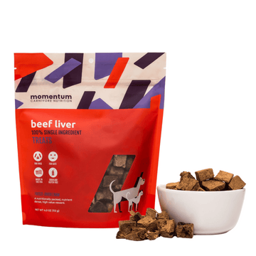 Momentum freeze-dried beef liver treats for dogs and cats single ingredient high protein