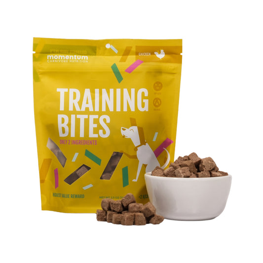 Momentum freeze-dried chicken training bites for dogs and cats bag with chicken gizzard and heart treats