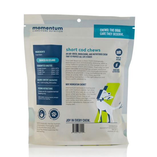 Momentum Carnivore Nutrition air-dried short cod chews for dogs single ingredient