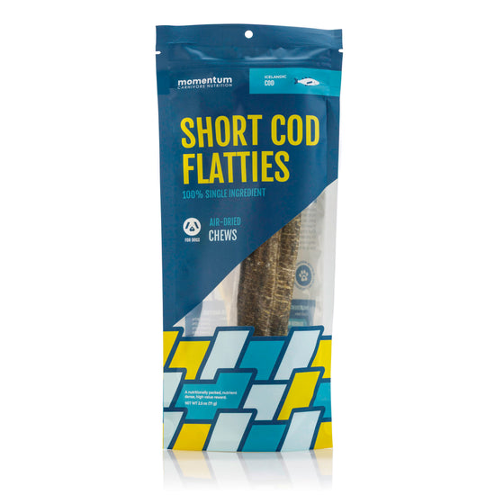  Momentum short cod flatties single ingredient wild-caught cod jerky-style dog chew air-dried