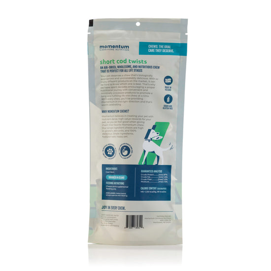 Momentum Carnivore Nutrition air-dried short cod twists for dogs single ingredient