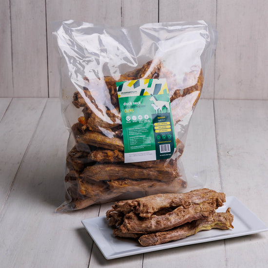 Momentum Carnivore Nutrition freeze-dried duck neck bulk chews 18 ct novel protein single ingredient