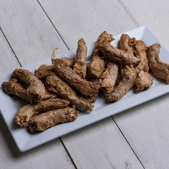Single ingredient freeze-dried chicken neck chews bulk bag dogs cats small breeds joint support