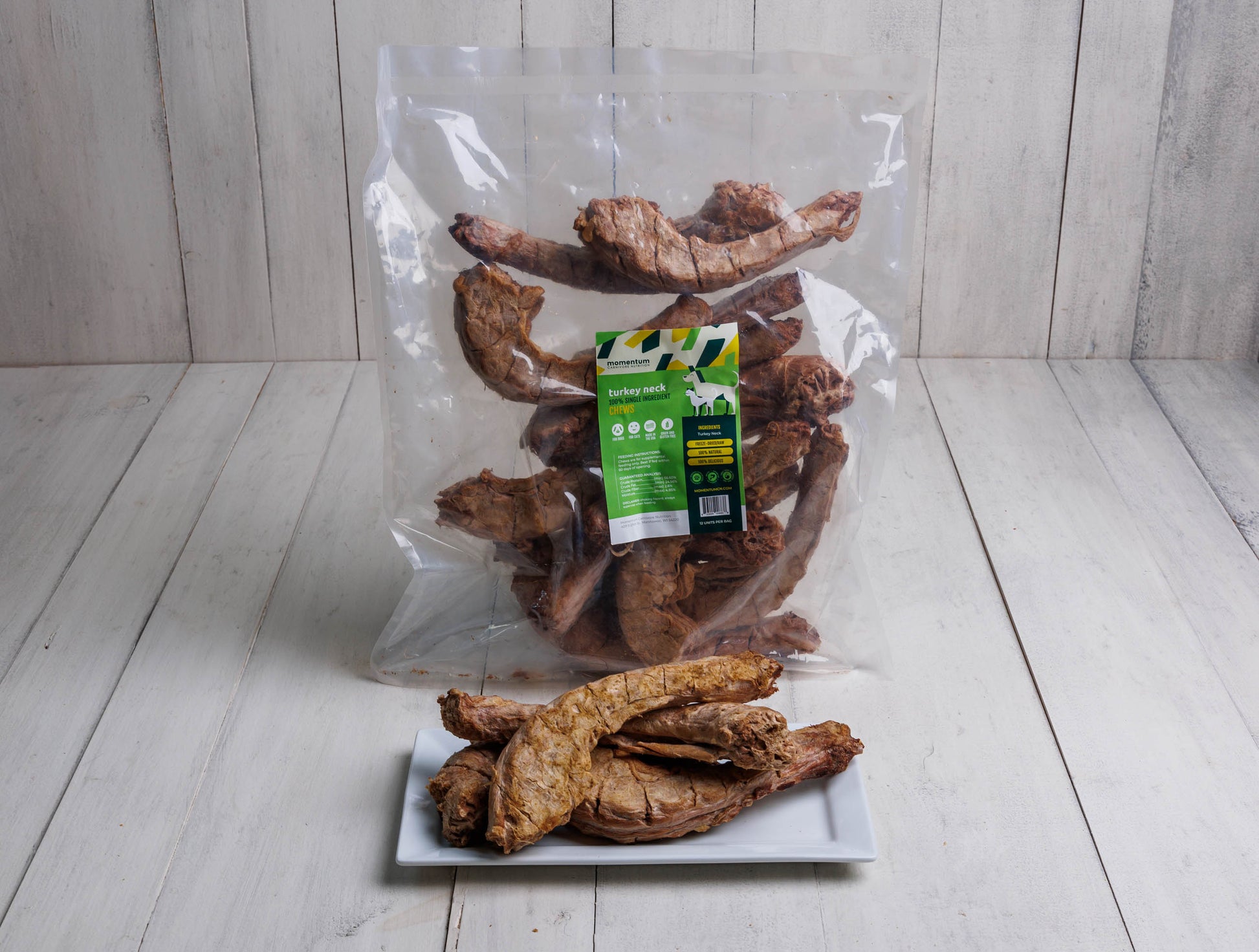 Momentum Carnivore Nutrition freeze-dried turkey neck bulk chews 12 ct single ingredient